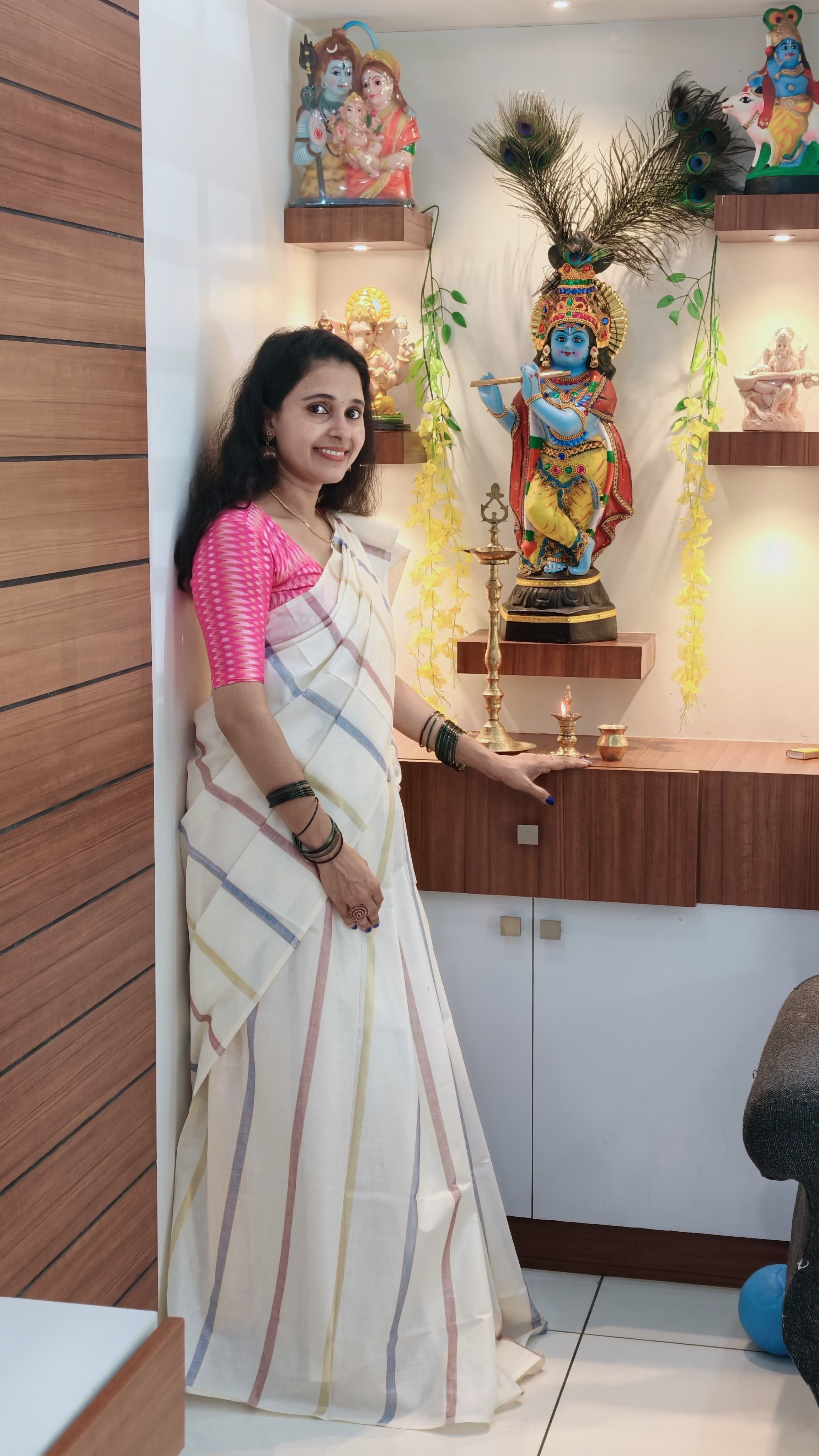 Onam special stripped saree