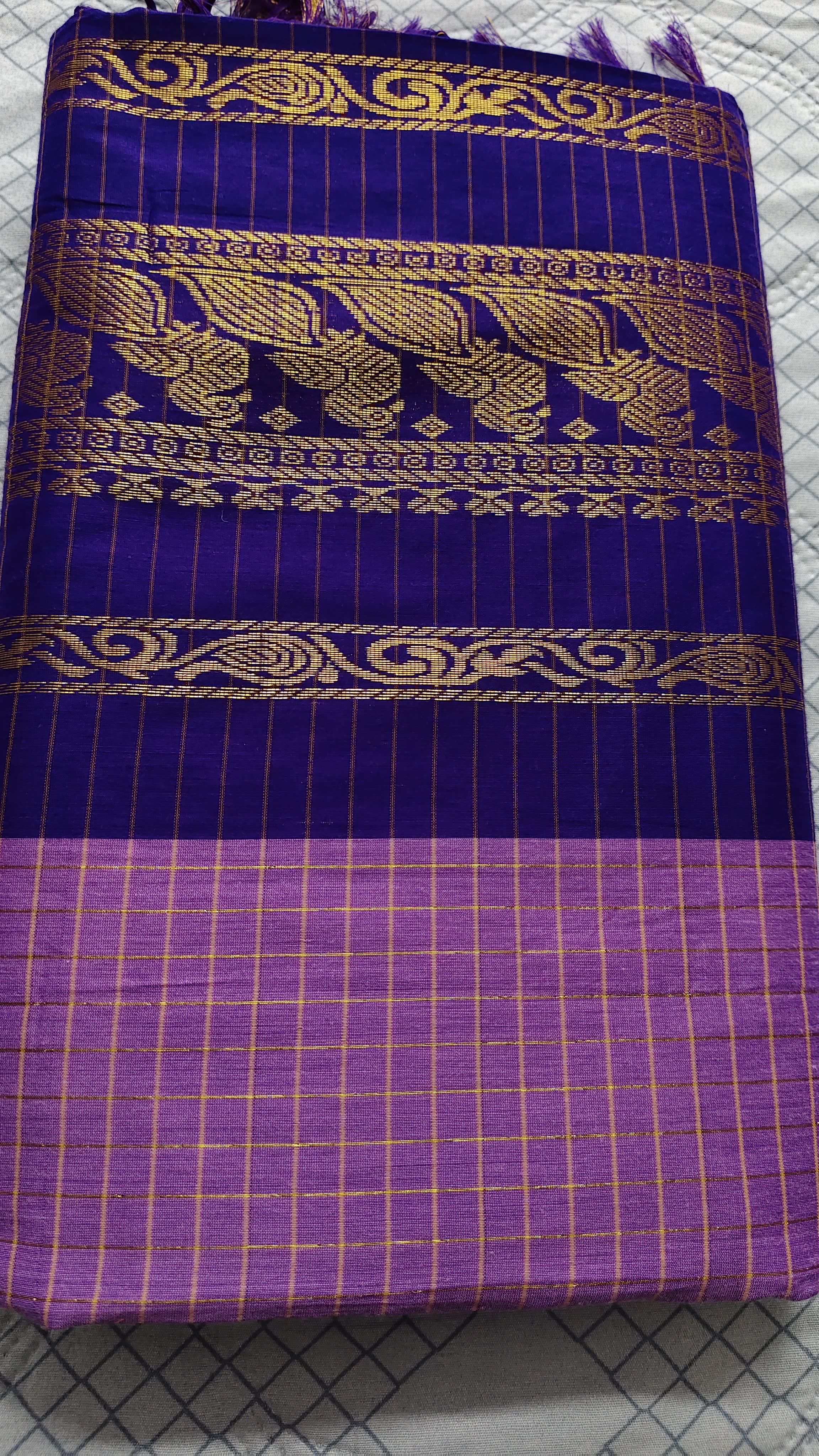 Kalyani cotton violet & blue